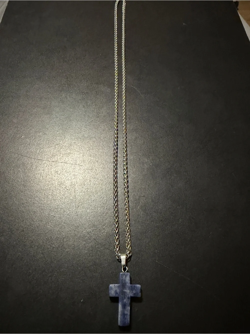 Sodalite Blue Cross Pendant Necklace - Unbranded
